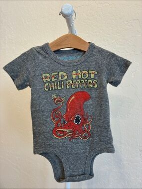Rowdy Sprout Gray Red Octopus Graphic Baby One-Piece